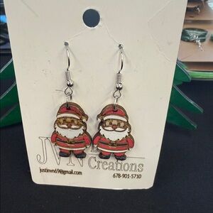 JVM Creations Santa Earrings - Festive Red and Gold